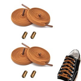 SZWLJ Elastic Shoelaces with Metal Capsules, No Tie Rubber Laces, Adjustable Rubber Shoe Laces, No Tie Shoelaces, 2 Brown
