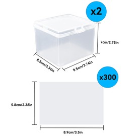 Klmnop 300 Pcs Kpop Photocard Sleeves with Storage Boxes, 58x89mm Clear Card Sleeves, Idol Photo Cards Protector & Trading Card Protector(300 PCS & 2 Boxes)