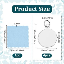 GOMAKERER 4 Pcs 925 Sterling Silver Blank Tag Pendants, 12x10mm Sterling Silver Tags Blank Flat Round Charms Stamping Blanks Coin Disc Charms with Jump Ring for DIY Necklace Jewelry Making