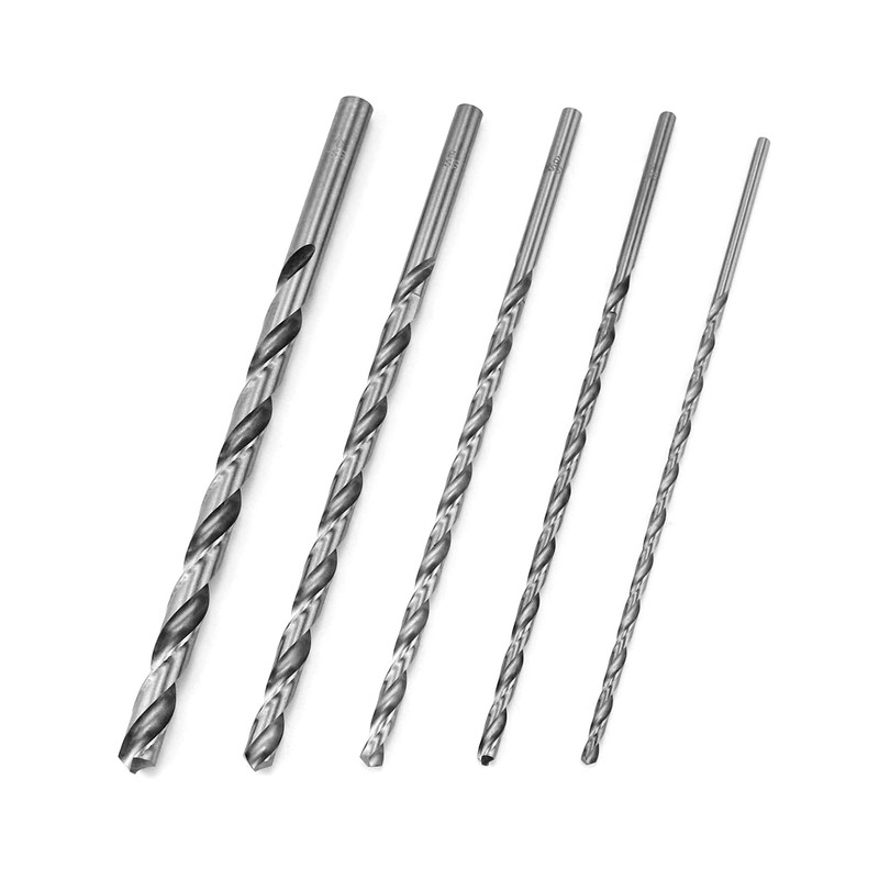 QWORK® 5 Piece Twist Drill Bit Set, 200 mm HSS