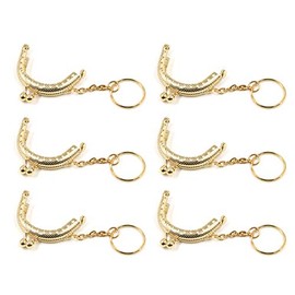 T Tulead Iron Frame Kiss Clasp Lock Purse Frame DIY Bag Bead Lock 2" Mini Wallet Coin Kiss Clasp Golden,6-Pack,with Key Ring