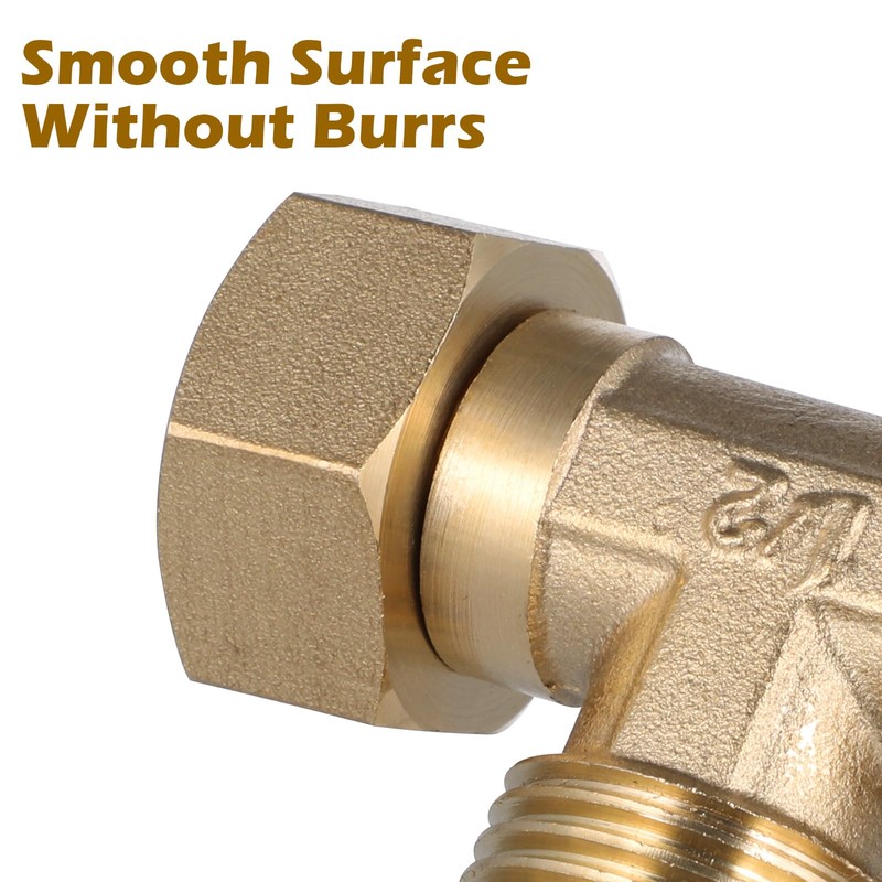VILLCASE Forged Brass 90 Degree Elbow Tee Connector 1/2 Inch