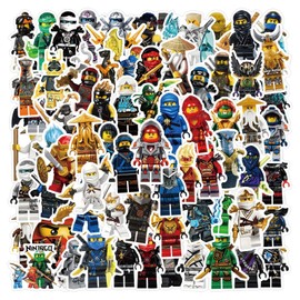 120pcs Cartoon Ninja Stickers for Kids, Vinyl Waterproof Ninja Decal for Water Bottle Laptop Guitar Luggage Toy Sticker for DIY Decorate Bumper Phone Hard Hat Teens Party Gifts