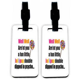 Sam Sandor-Lollipop Double Dipped in Psycho - Masonite Luggage Identifier Tags with Straps (x2)