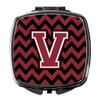 Caroline's Treasures Letter V Chevron Garnet and Black Compact Travel