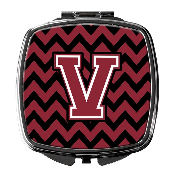 Caroline's Treasures Letter V Chevron Garnet and Black Compact Travel
