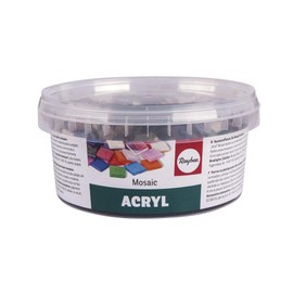 Rayher Acrylic Mosaic Mixed, Marbles, 1x1cm, Box 300g, Coloured, Multi, 13.3 x 13.3 x 6.4 cm