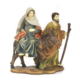 Maria Belt on Donkey with Joseph 5.25" Nativity Scene Resin