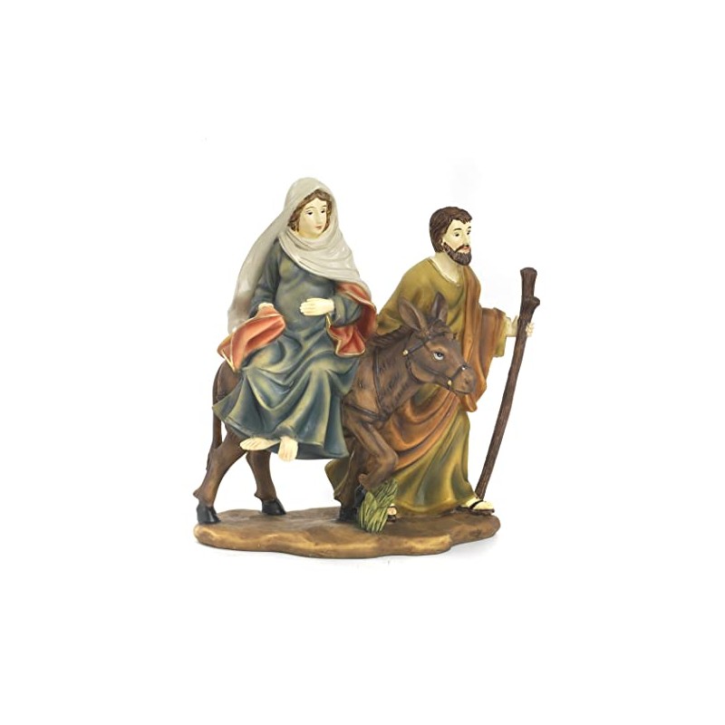Maria Belt on Donkey with Joseph 5.25" Nativity Scene Resin