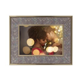 Mikasa Chevron Mirror Photo Frame, Displays One 5 x 10 Inch Photo, Easel Back for Tabletop Display, 7.4x9.4 Inch