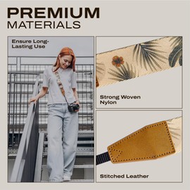 C Coiro Nylon Camera Strap for Dslr Camera Shoulder and Neck Strap, Photography Accessories Adjustable Vintage Double Layer, Gift for Men & Women, Flower Color