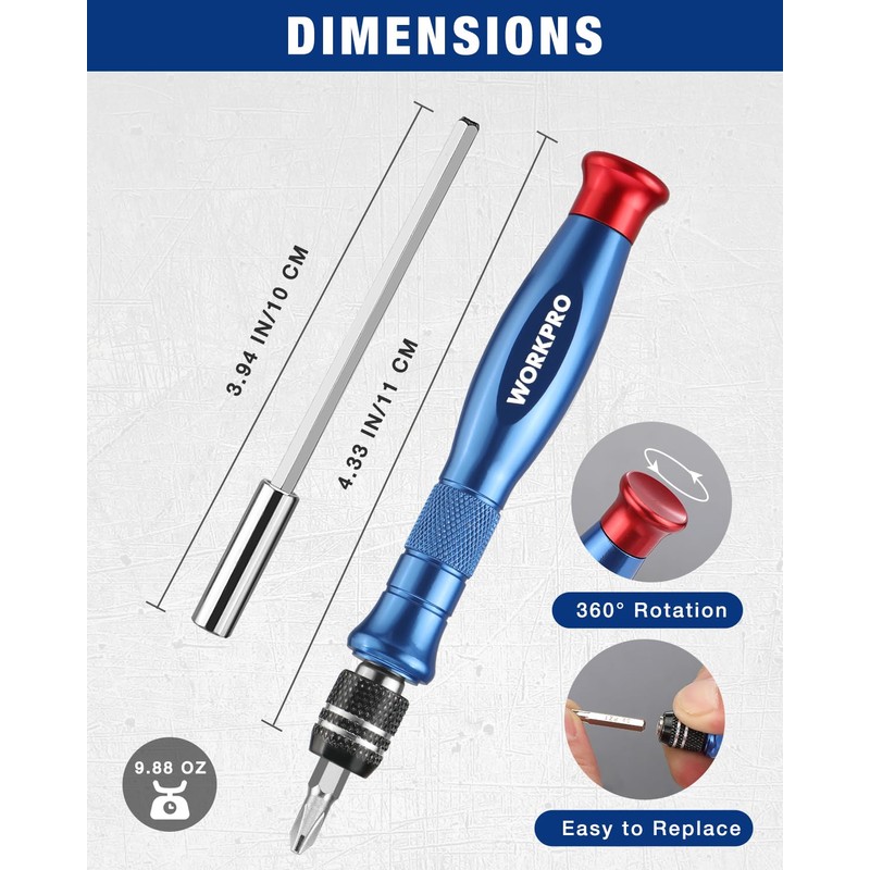 WORKPRO Precision Screwdriver Sets, 44-in-1 Multi-Bit Manual Screwdriver Set, Mini