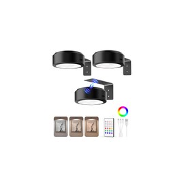 EZVALO Picture Lights for Wall, 2000mAh Rechargeable Battery Magnetic Poster Lights with 3 Color Temps & 12 RGB, Remote Dimmable Timer Painting Light, Wall Decor Light for Art Display, Frame (3 Pack)