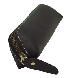 BAWAKO Pencil Case Made of High-Quality Leather, Compact Beautiful Pen Case Handmade with Zip for School Student, Cosmetic Bag, Makeup Bag, black, Minimal