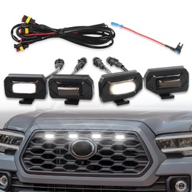 Upgraded 4 PCS LED Grill Lights for 2020-2023 Tacoma TRD Off Road & Sport OEM Grille, Led Grill Light with Fuse Adaptor, Tacoma accessories, White Lighting
