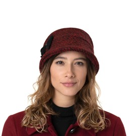 LIERYS Linvisa Cloche Wool Hat - Bell Shape - Elegant Winter Hat with Bow - Made in Italy - Women - Autumn/Winter, beige