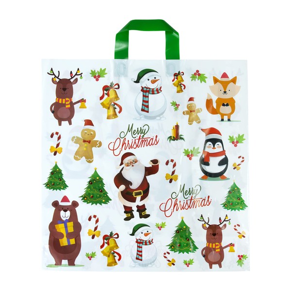 Infinite Pack 18" x 18"(500pcs) Christmas Gift Bag, Holiday Goody Plastic Bag for Xmas Gift Wrapping, Reusable Shopping Bag for Goodies, Party Favors, Candles, Gifts - Red & Green