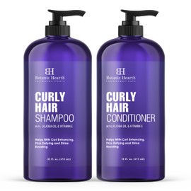 Botanic Hearth Curly Hair Shampoo and Conditioner Set For Curly Hair | Detangle, Define & Enhance Curls | With Jojoba oil & Vitamin E | Sulphate Free | 16 fl oz x 2