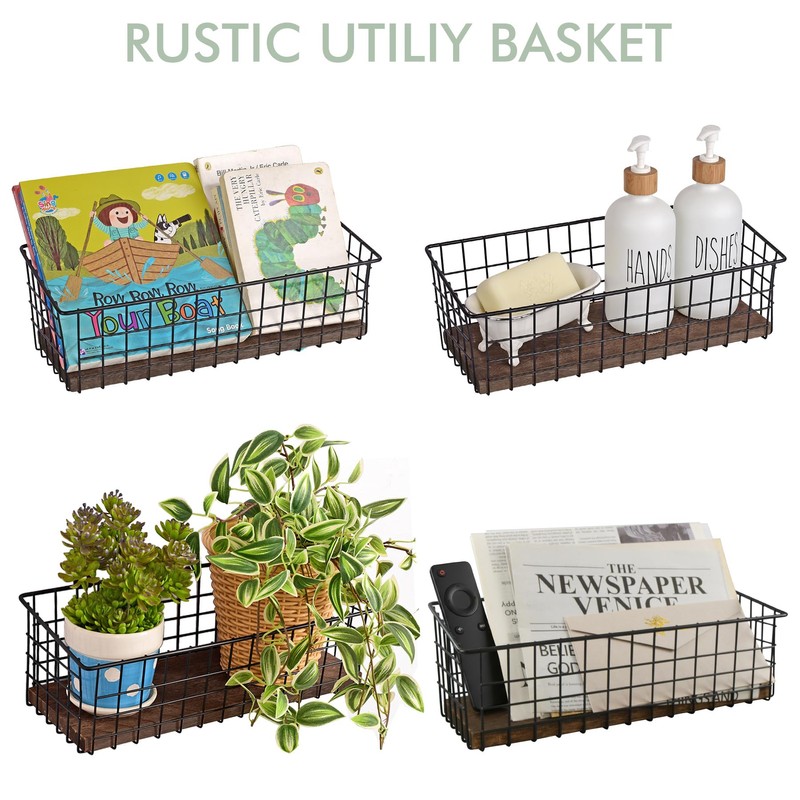 Toilet Paper Basket 1 Pack 14" Toilet Tank Tray Rustic