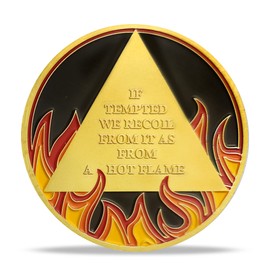 1 Year Sobriety Coin Gifts | Flaming Triangle AA Coin - NA HA AA Chip Medallion with Motivational Quote | Narcotics Alcoholics Anonymous Gifts for Anniversary Month & Year for Men & Women in Recovery