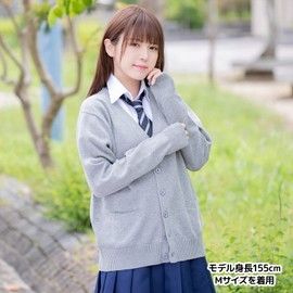 Classe School Knit Cardigan, Vest, Sweater, Student Uniform, Spring, Summer, Fall, Winter, Year-Round, Commuting to School, Solid Color, V-Neck