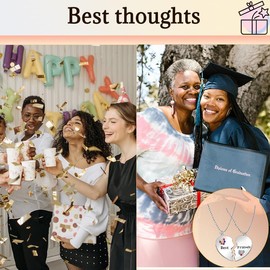 Best Friend Gift Necklace for 2 Bestie Wedding Birthday Gifts for Women Friendship Gifts for Female Friends Graduation Gift Best Friends Matching Heart Necklaces Souvenirs Bestfriend Present Ideas