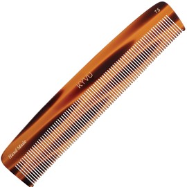 KYVU Handmade Cellulose Acetate Comb T5, 22.3 cm, FINE Teeth, Tortoiseshell Colour, Hair Styling for Men & Women