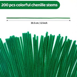 Eppingwin Eppingwin 200pcs Pipe Cleaners, Christmas Green Pipe Cleaners Craft Supplies,Chenille Stems for DIY Arts Crafts Project(Christmas Green)