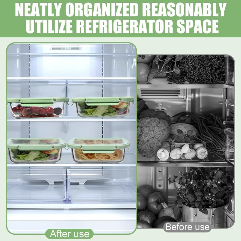 cedarol 4 Pack Borosilicate Glass Meal Prep Containers, Glass Food