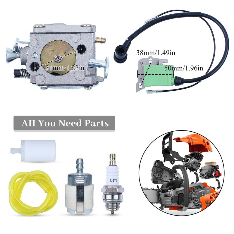 Haishine Carburettor Ignition Coil Fuel Filter Line Kit for Husqvarna