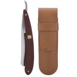 Folding Shaving Knife Rack Men Manual Shaving Blade Holder with PU Leather Storage BagBrown