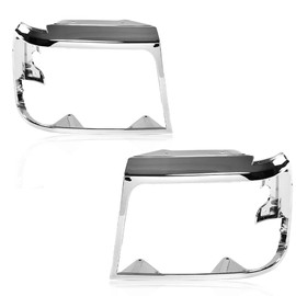 CNNELL Headlight Door Bezel Chrome Set Head Light Trim Door Right Passenger & Left Driver Side 2pcs Compatible with 1992-1997 Ford F150 F250 F350/1992-1996 Bronco