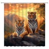Tiger Shower Curtain African Wildlife Animal Mountain Laying Under Stone