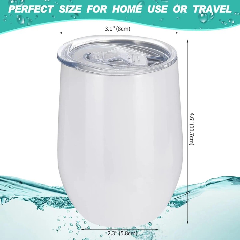 50-Pack Insulated Stainless Steel Wine Tumblers Sublimation Blanks with Spill-Proof