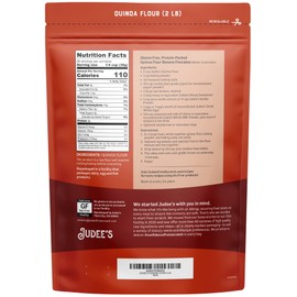 Judee's Quinoa Flour 2 lb - Made In USA, Non-GMO, Vegan - Great for Making Pancakes, Muffins, Pie Crusts, Quiches, and Breads - Made in a Dedicated Gluten-Free Facility