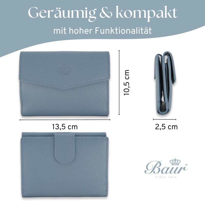 Baur Women's Genuine Leather Wallet with RFID Protection, Small Wallet,