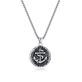 OSTAN Men's Stainless Steel Chain with Anchor Pendant, Stainless Steel