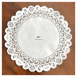 50Pcs White Normandy Lace Paper Doilies, Round (14 Inch)