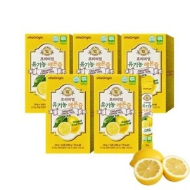 Vita Origin 100 NFC Juiced Premium Organic Lemon Juice 20g 14 packs x 5 boxes / 비타오리진 100 NFC 착즙 프리미엄 유기농 레몬즙 20g 14포 x 5박스