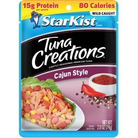 StarKist Tuna Creations Cajun Style, 2.6 oz Pouch (1 Pack) Ready to Eat Wild Caught Tuna, 15g Protein, 80 Calories Per Serving, Gluten Free, Soy Free, Perfect for Salads, Meals and Snacks