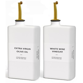 Gelury Olive Oil Dispenser Bottle for Kitchen 11.8oz, UV-Blocking Oil and Vinegar Dispenser Set, Soy Sauce Dispenser, Coffee Syrup Bottles, Modern Kitchen Decor (White, Set of 2)