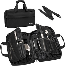 AKOZLIN Bolsa para Cuchillo de Chef, Estuche para Cuchillos Chef, Organizador de Cuchillos de Chef Portátil de 16 Compartimentos Profesionales, Estuche de Cuchillos para Chef (S-Pequeño)