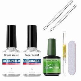2 Pack Nail Glue Remover Kit: Acrylic Nail Remover Gel Remover for Nails, Remove Nail Polish & Debonder Safe (with magic remover, nail cuticle oil pen,Cuticle Pusher and Nail file)