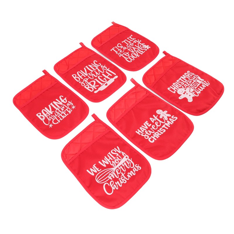 6Pcs Christmas Pot Holders with Pocket Heat Resistant Hot Pad