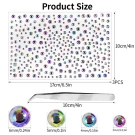 Self Adhesive Face Gems and Pearls for Makeup, Festival Jewels, Hair Gems, Rhinestone Stickers for Face, Eye, Makeup, Nail, Body, Crafts 3/4/5/6 mm 975Pcs (04.gem_whiteab)