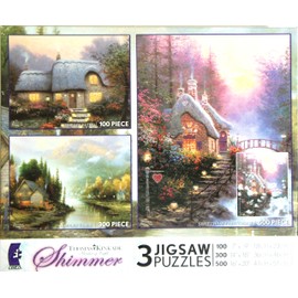 Shimmer 3 Puzzles Box Set Glitter Puzzle (Sweetheart Cottage, Simpler Times & The LIT Path)