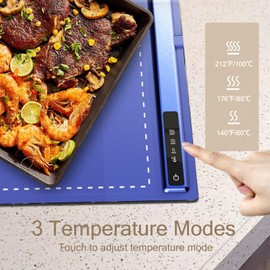 Upgrade Electric Warming Tray with Adjustable Temperature-Portable Warming Mat for Food,Roll Up Silicone Food Warmer for Parties with 3 Temperature Settings,Versatile Food Warmers for Parties Buffet