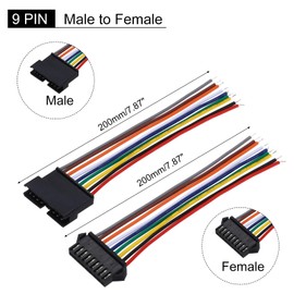 sourcing map Male to Female 9Pin Breadboard Jumper Wire 2.54mm Pitch Ribbon Cable 20cm Long Electronics Breadboard Ribbon Cables for Breadboard Electronic Projects Pack of 10