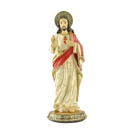 Fenteer Jesus Statue Resin Figurine Desktop Home Decor Table Centerpiece Religious Gift Collectible Sculpture for Christmas Bookshelf