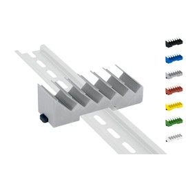 DIN Rail DIN Rail Holder for 6x Wago Clamps / Lever Clamps 221-412/413/415 (Wago Clamps Not Included) (Grey)